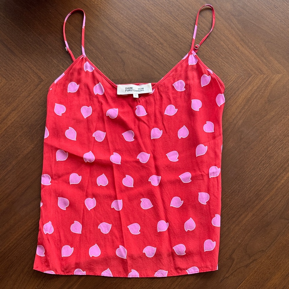Diane Von Furstenberg Silk Cami Top XS 0 Red / Pink